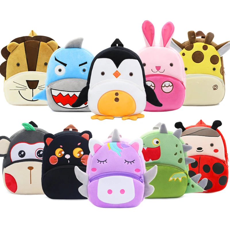 Mochila Infantil de Pelúcia Animais Fofos - Ideal para Creche, Pré-Escola e Passeios