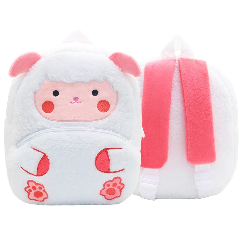 Mochila Infantil de Pelúcia Animais Fofos - Ideal para Creche, Pré-Escola e Passeios