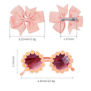 Kit Menina: 3 Peças com Laço Grande, Presilhas e Óculos de Sol Floral