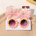 Kit Menina: 3 Peças com Laço Grande, Presilhas e Óculos de Sol Floral