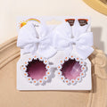 Kit Menina: 3 Peças com Laço Grande, Presilhas e Óculos de Sol Floral